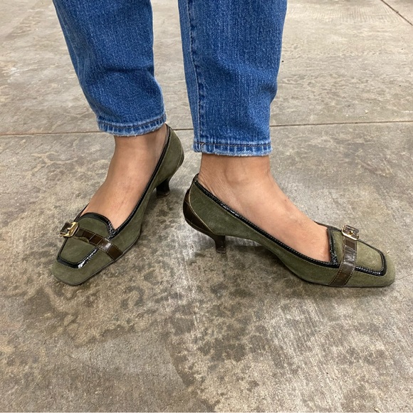 MaxMara Vintage Leather/Suade Kitten Heels - Picture 2 of 10